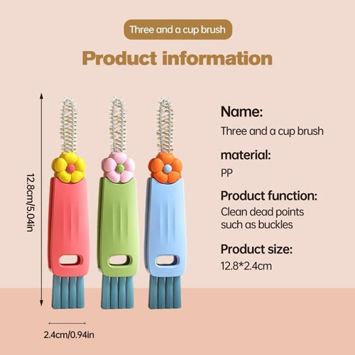3 in 1 Cup Lid Cleaning Brush, 3 Pack Multifunctional Crevice Gap Cleaner Brush