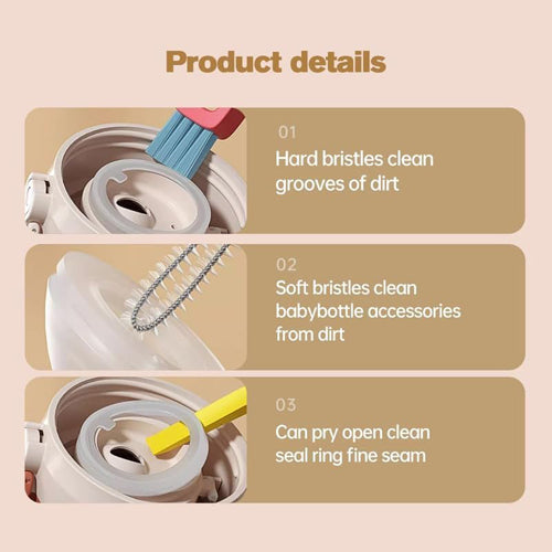 3 in 1 Cup Lid Cleaning Brush, 3 Pack Multifunctional Crevice Gap Cleaner Brush