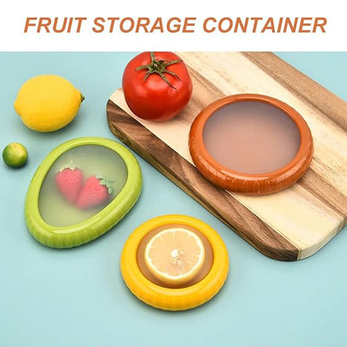 Avocado Saver and Tomato Holder - Set of 4 Reusable Storage Containers for Fridge