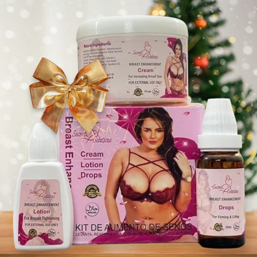 Top Rated Advanced Breast Enhancement Kit - Natural Fullness, Firmness, Size Increase & Shape Lifting (Cream, Lotion & Drops) – Fast-Acting, Suitable for All Skin Types.