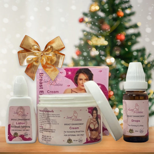 Top Rated Advanced Breast Enhancement Kit - Natural Fullness, Firmness, Size Increase & Shape Lifting (Cream, Lotion & Drops) – Fast-Acting, Suitable for All Skin Types.