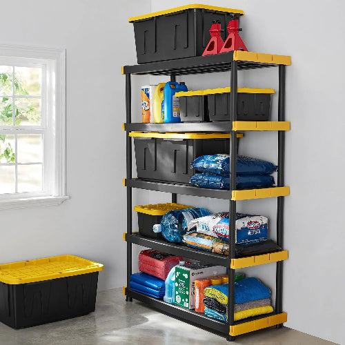 Member's Mark 27 Gallon Heavy-Duty Black and Yellow Storage Tote, 20.6" D x 30.6" W x 14.3" H, 1 pack or 4 pack