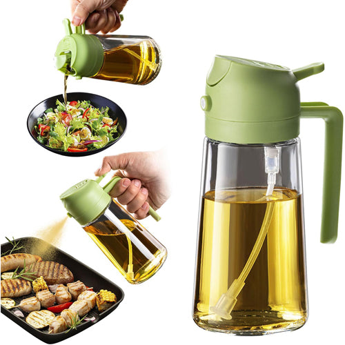 2-in-1 Glass Olive Oil Sprayer & Dispenser – 16oz for Cooking, Salad, BBQ & More